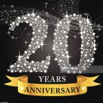 A vector illustration to show 20th Anniversary in black background